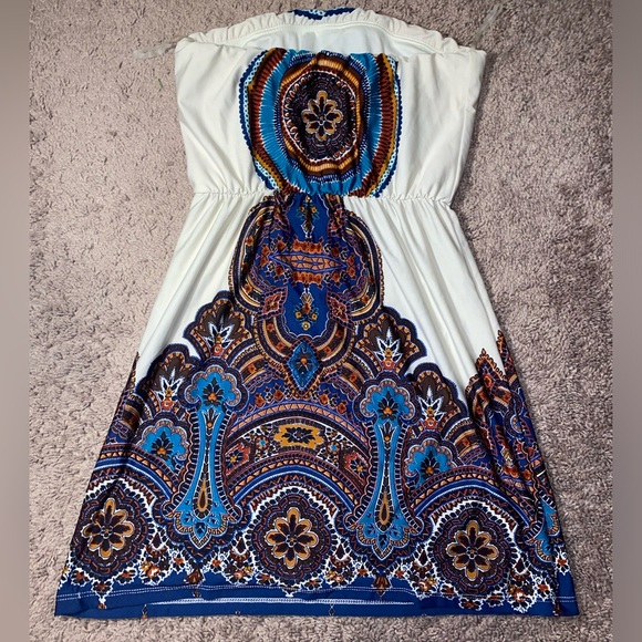 Charlotte Russe Women’s Strapless Boho Print Paisley Dance Dress Size Medium - Picture 9 of 11